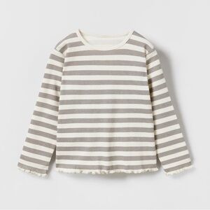 NWT Zara Ribbed Striped Long Sleeve Top